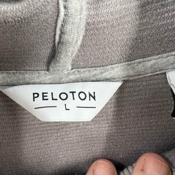 PELOTON kangaroo pocket blue drop shoulder Side Zip Gray Hoodie L - Picture 4 of 14